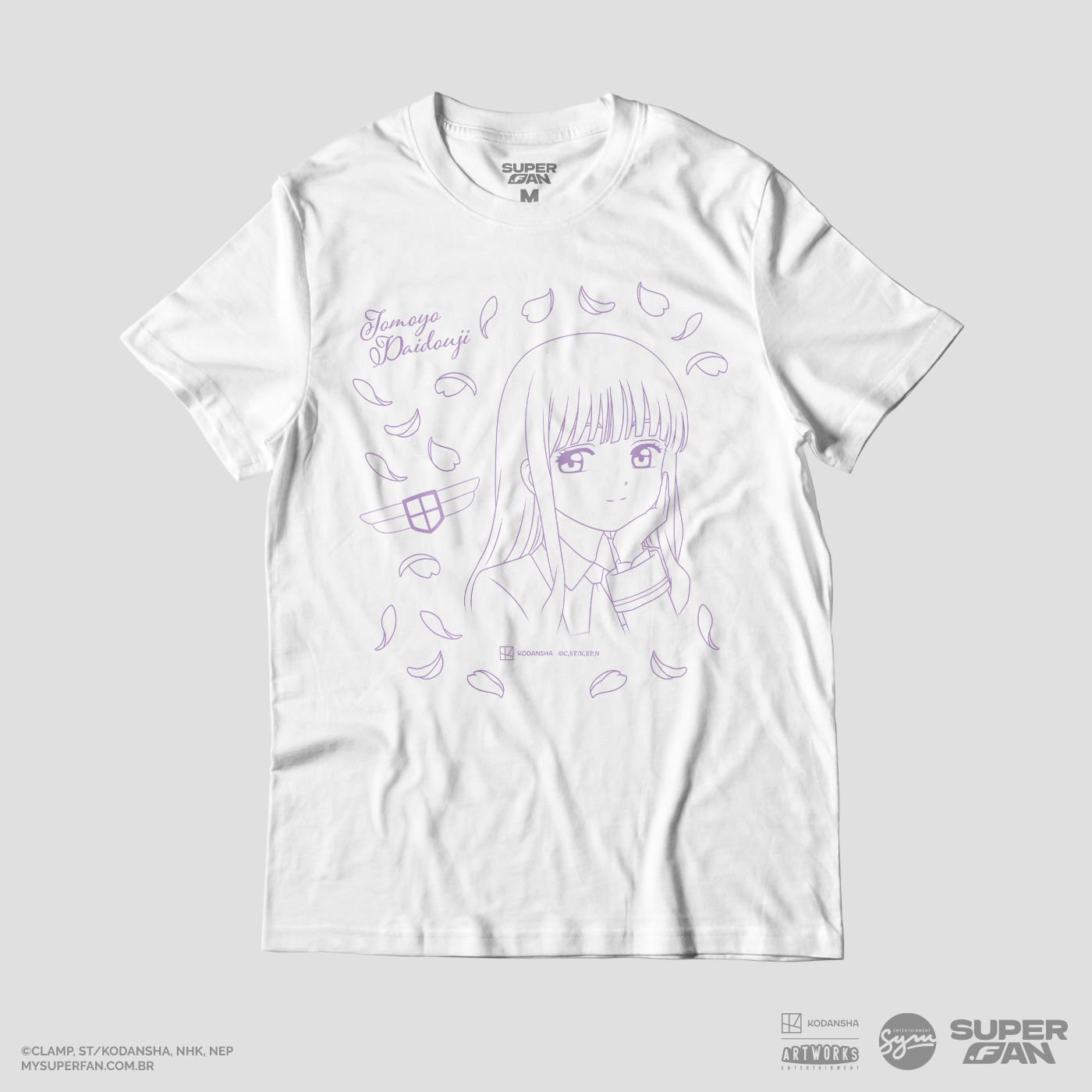 Camiseta Branca Cardcaptor Sakura Escola Tomoeda Tomoyo