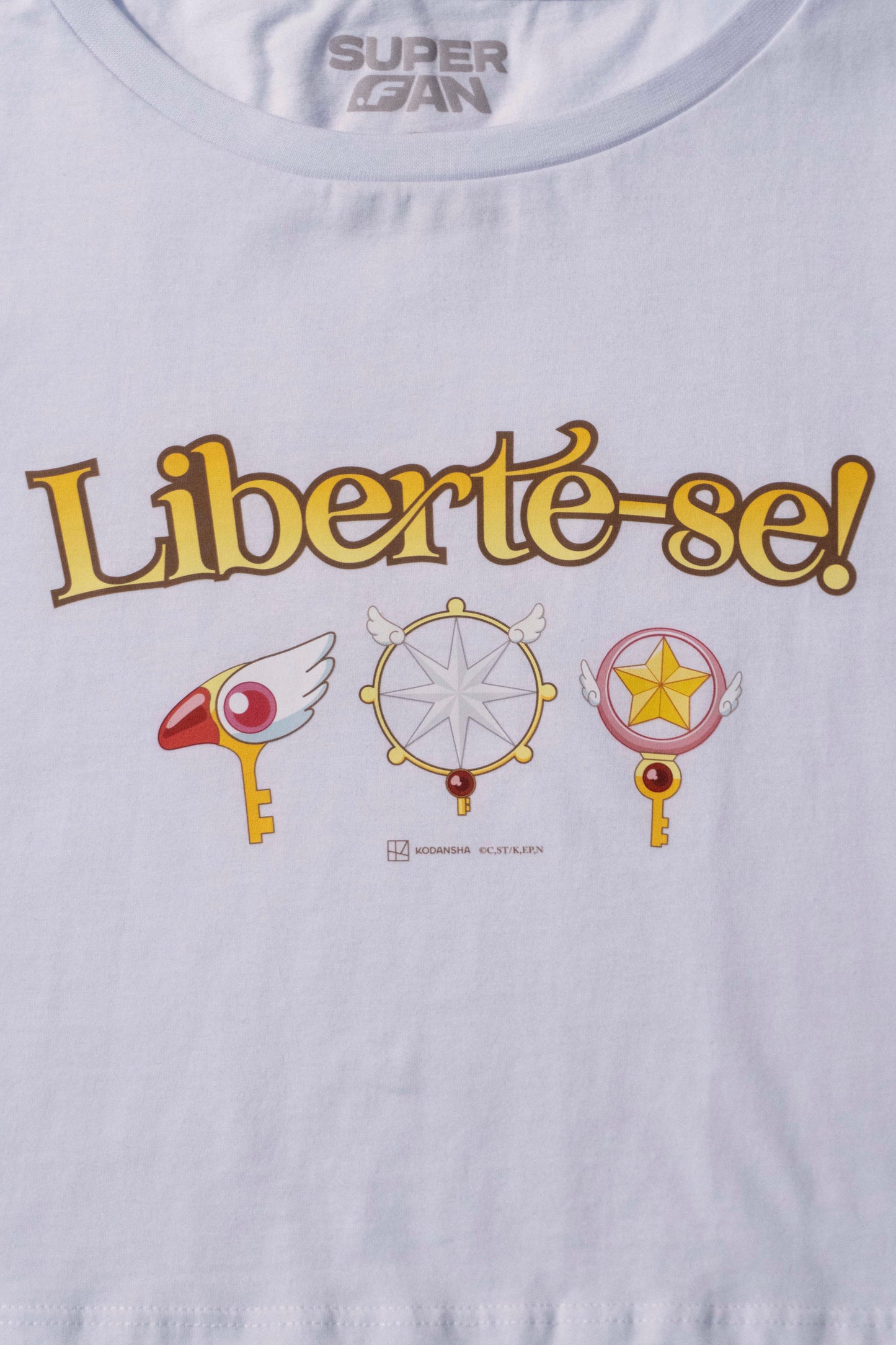 Cropped Branco Cardcaptor Sakura Chaves Clow, Sakura e Transparente