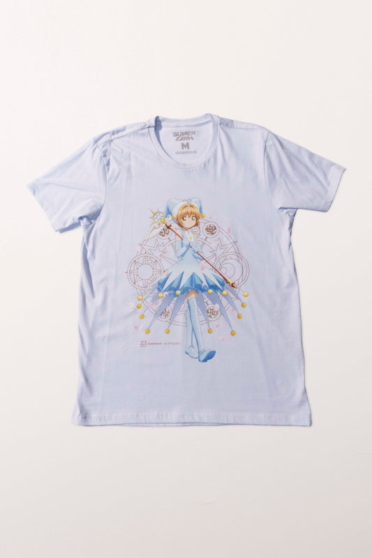 Camiseta Branca Cardcaptor Sakura Traje de Batalha Sakura "Aquática"