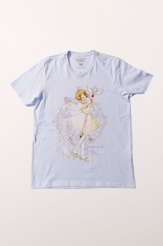 Camiseta Branca Cardcaptor Sakura Traje de Batalha Sakura "Alada"