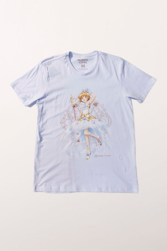 Camiseta Branca Cardcaptor Sakura Traje de Batalha Sakura "Vestido"