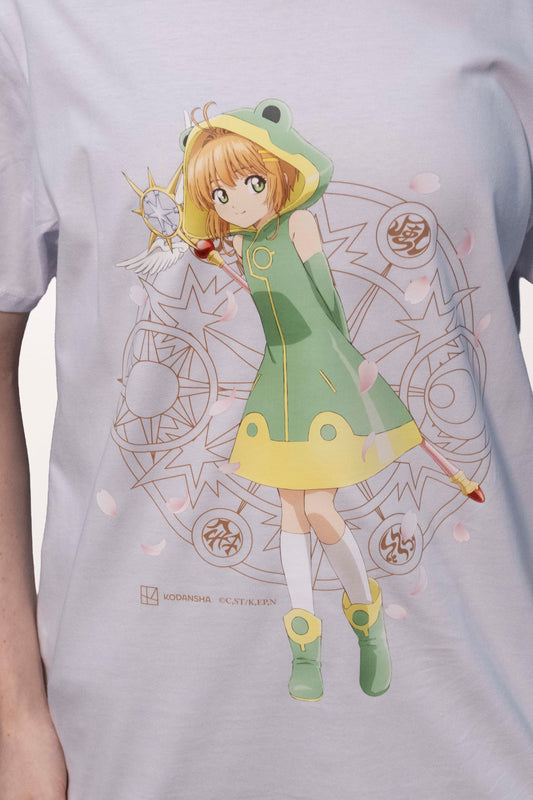 Camiseta Branca Cardcaptor Sakura Traje de Batalha Sakura "Sapo"
