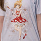 Camiseta Branca Cardcaptor Sakura Traje de Batalha Sakura "Rosas"