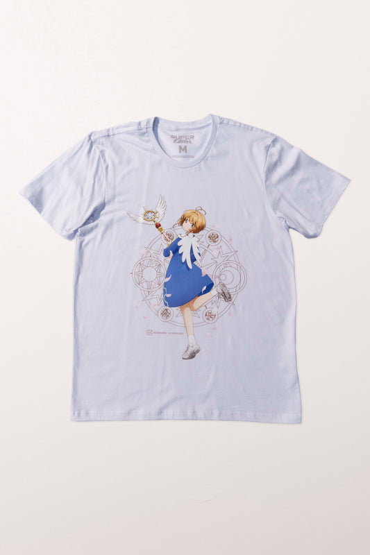 Camiseta Branca Cardcaptor Sakura Traje de Batalha Sakura "Asas"