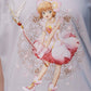 Camiseta Branca Cardcaptor Sakura Traje de Batalha Sakura "Flores"