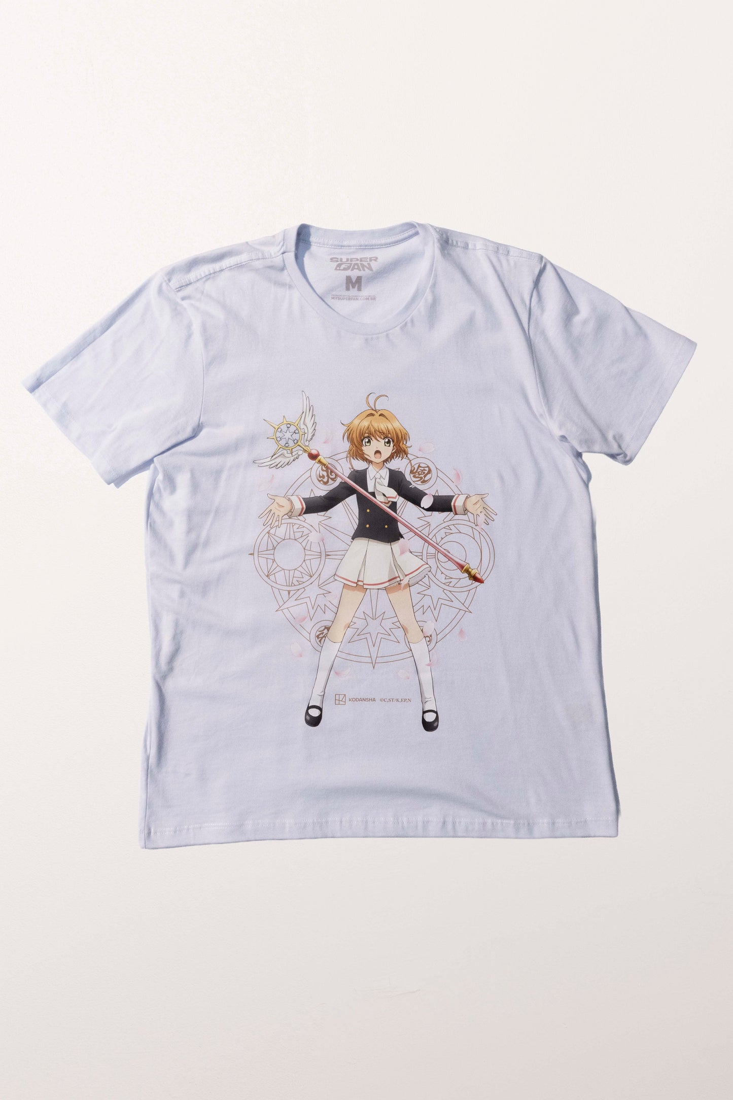 Camiseta Branca Cardcaptor Sakura Uniforme Sakura "Capturando Carta"