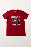 Camiseta Vermelha Attack on Titan Duelo de Titãs