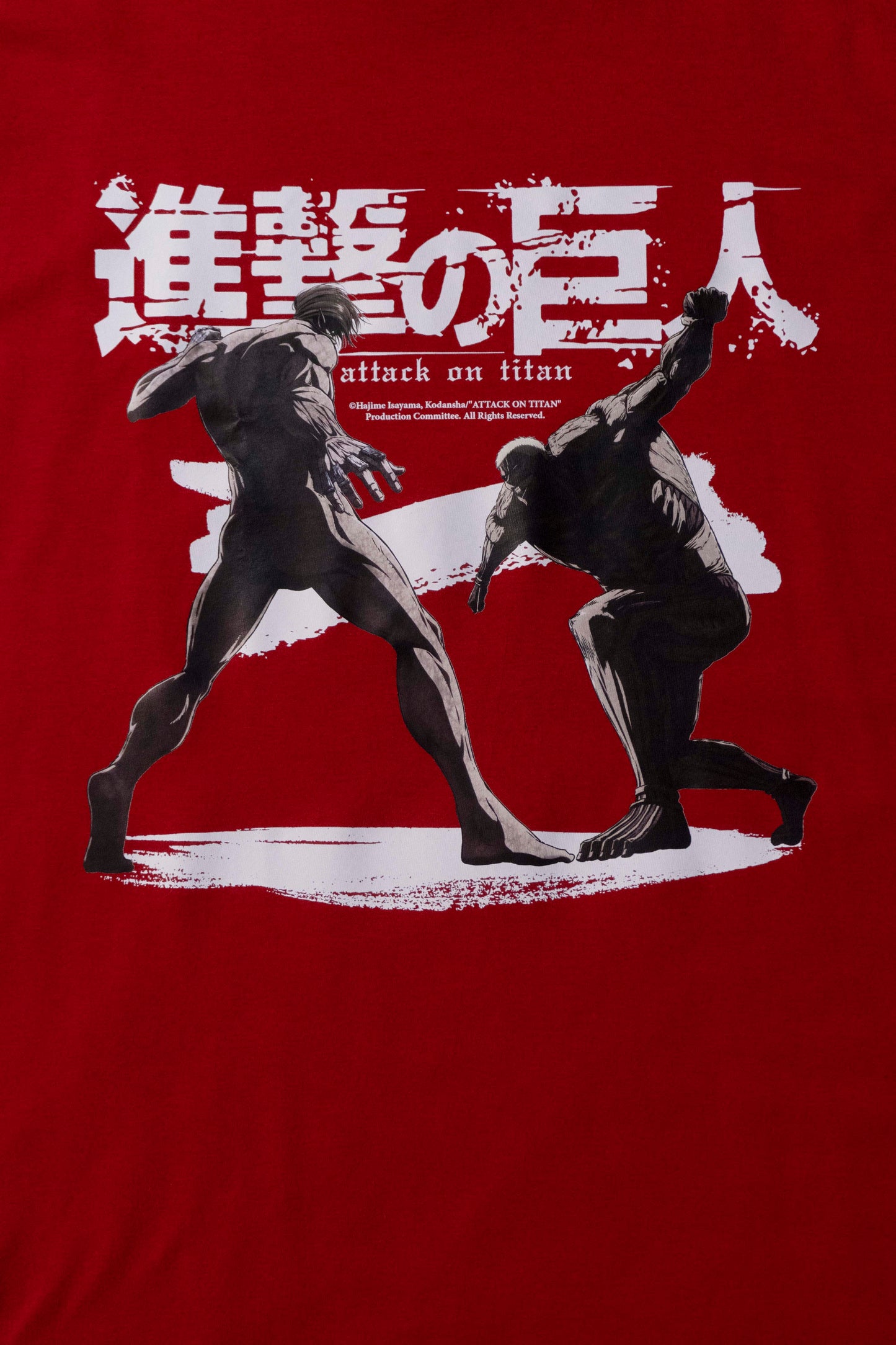 Camiseta Vermelha Attack on Titan Duelo de Titãs