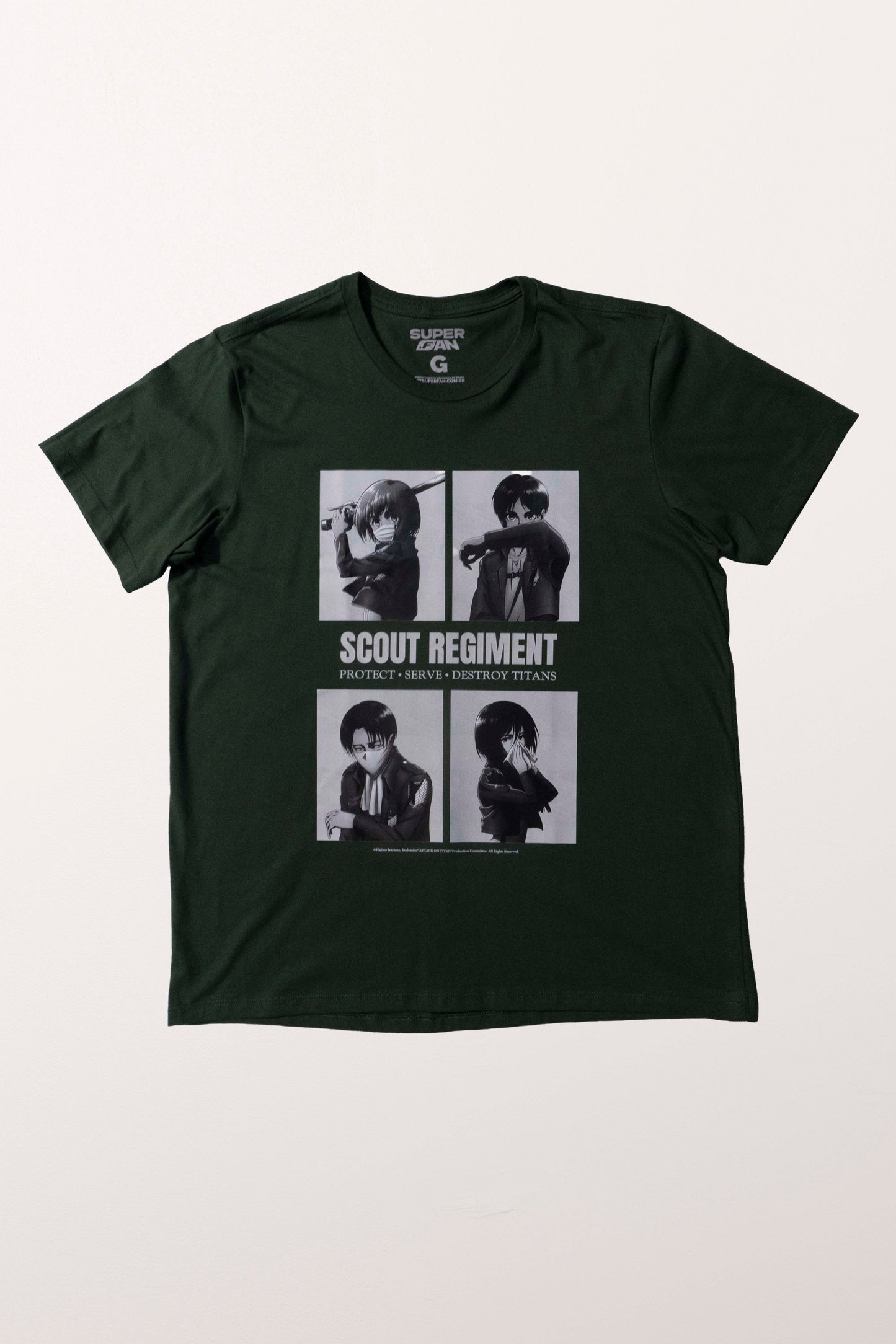 Camiseta Verde Musgo Attack on Titan Divisão de Reconhecimento