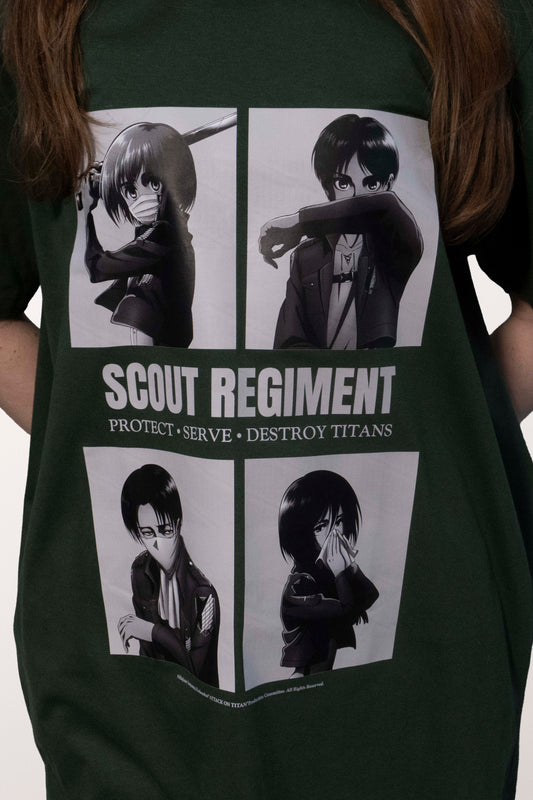 Camiseta Verde Musgo Attack on Titan Divisão de Reconhecimento