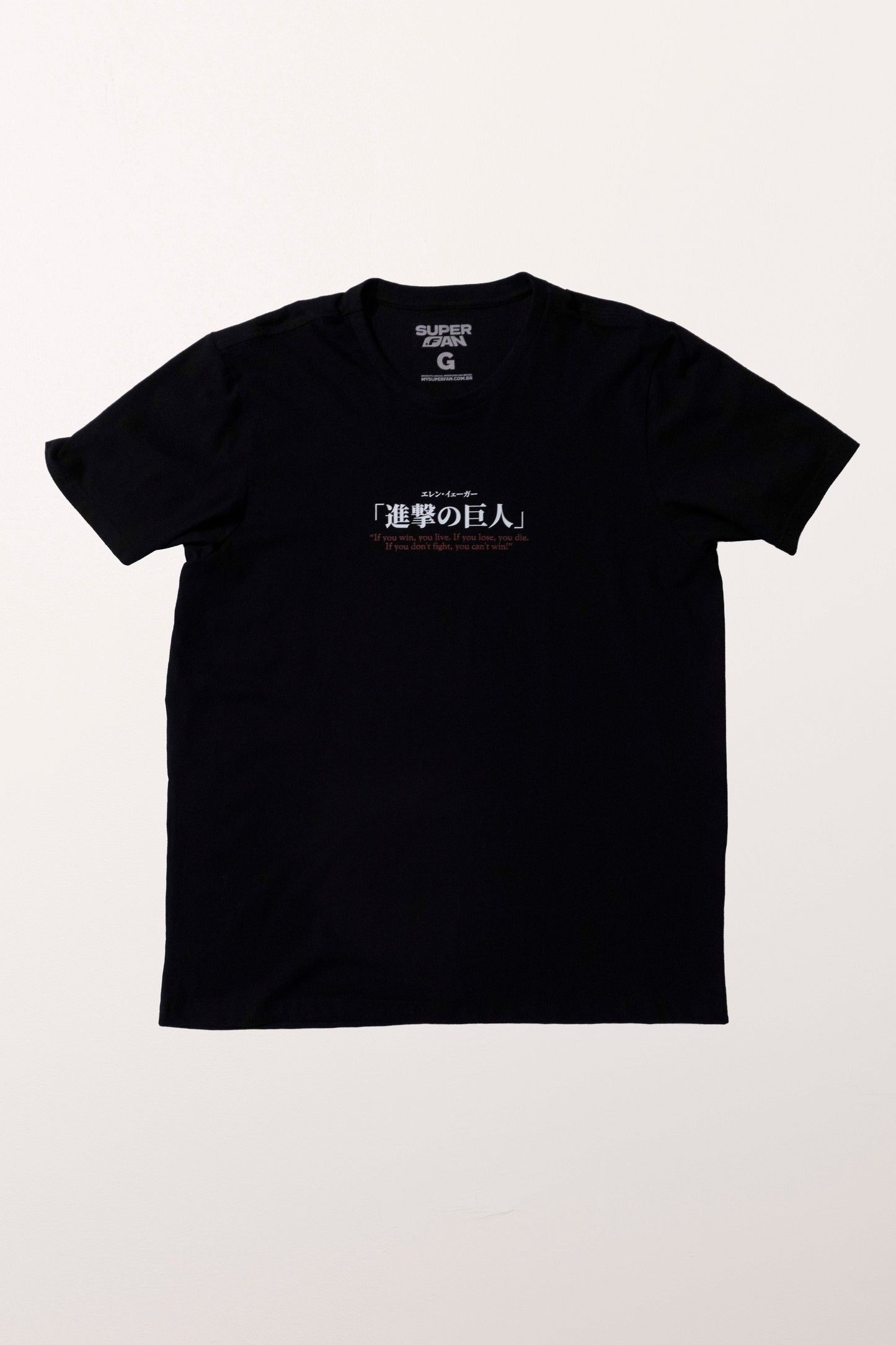 Camiseta Preta Attack on Titan Eren Tatakae
