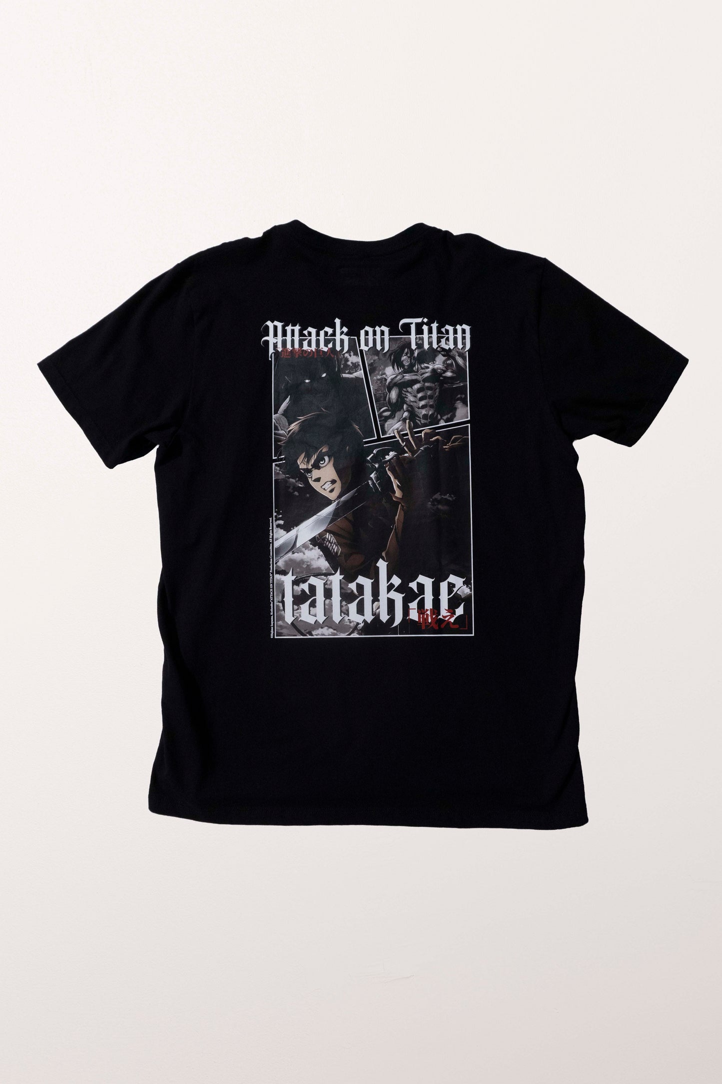 Camiseta Preta Attack on Titan Eren Tatakae