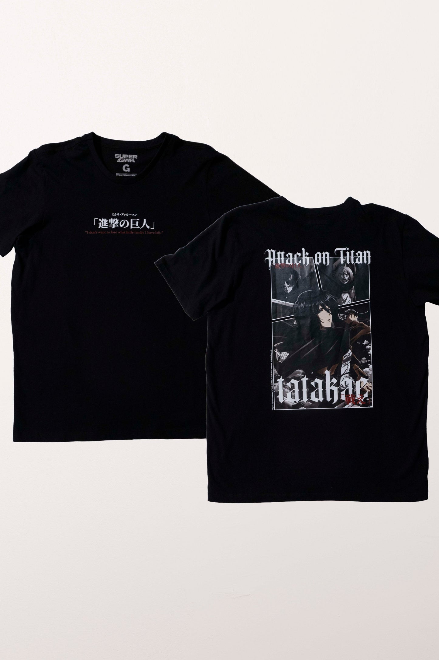Camiseta Preta Attack on Titan Mikasa Tatakae