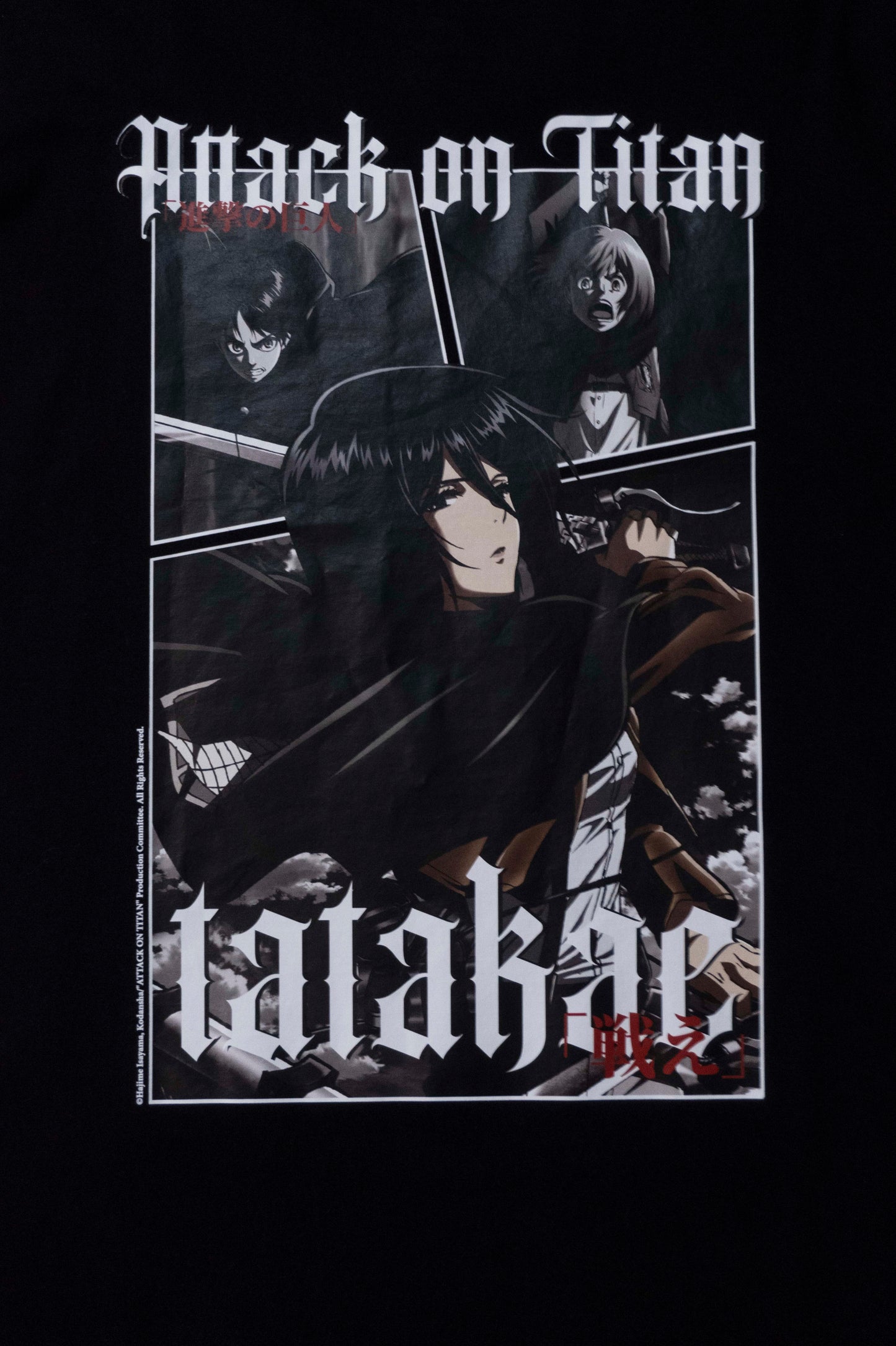 Camiseta Preta Attack on Titan Mikasa Tatakae