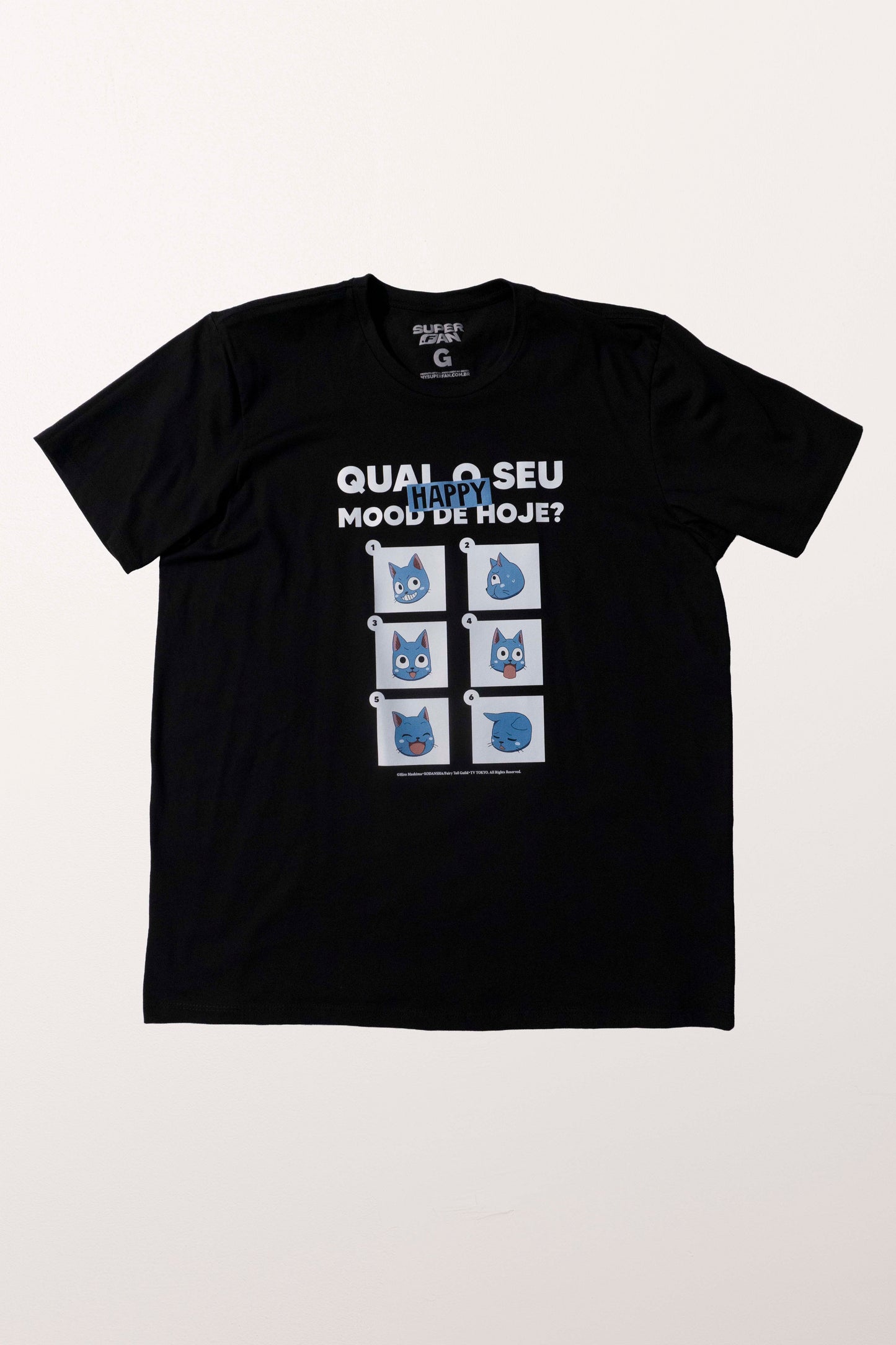 Camiseta Preta FAIRY TAIL Happy "Mood do Dia"