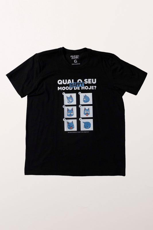 Camiseta Preta FAIRY TAIL Happy "Mood do Dia"