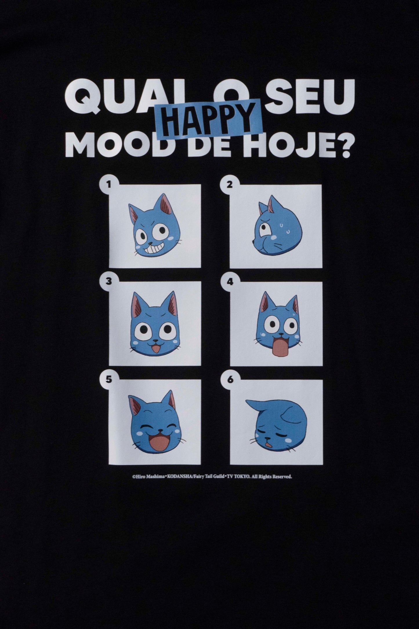 Camiseta Preta FAIRY TAIL Happy "Mood do Dia"