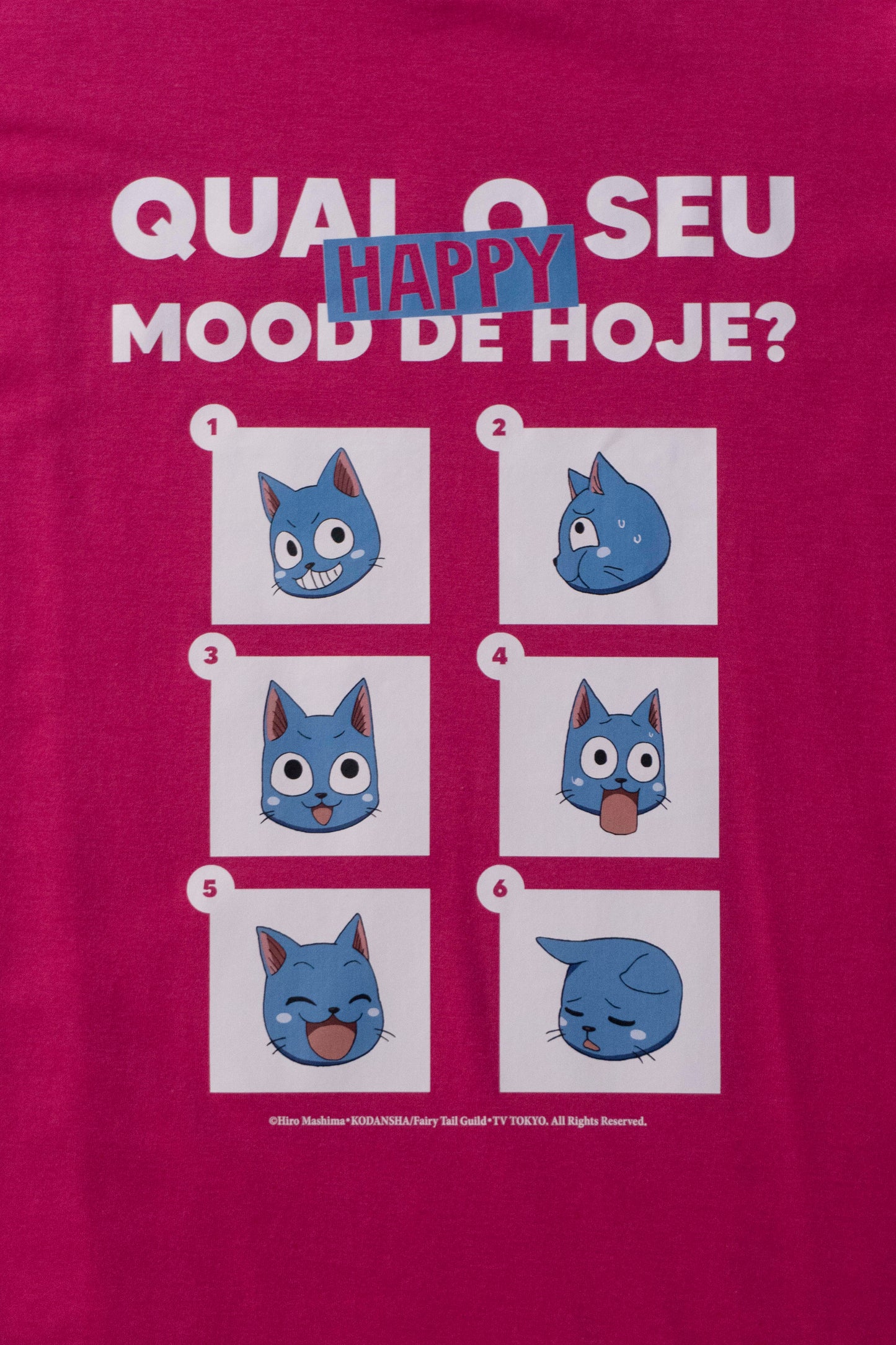 Camiseta Rosa FAIRY TAIL Happy "Mood do Dia"