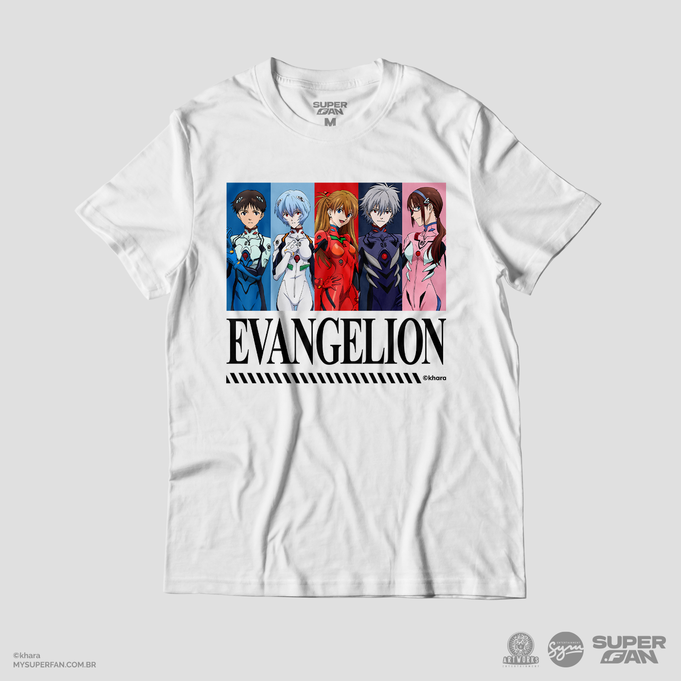 Camiseta Branca Evangelion 2.22 Pilotos