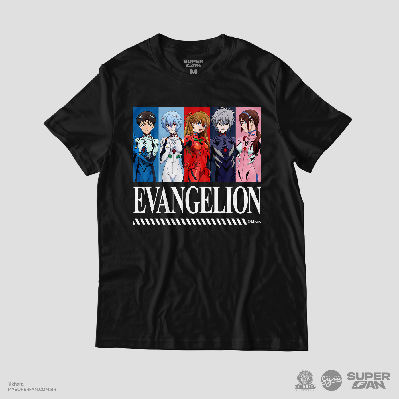 Camiseta Preta Evangelion 2.22 Pilotos