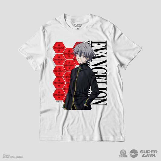 Camiseta Branca Evangelion 3.0+1.0 NERV Kaworu