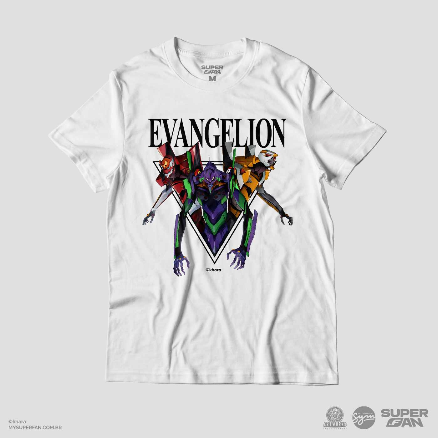 Camiseta Branca Evangelion 2.22 Trio de Combate