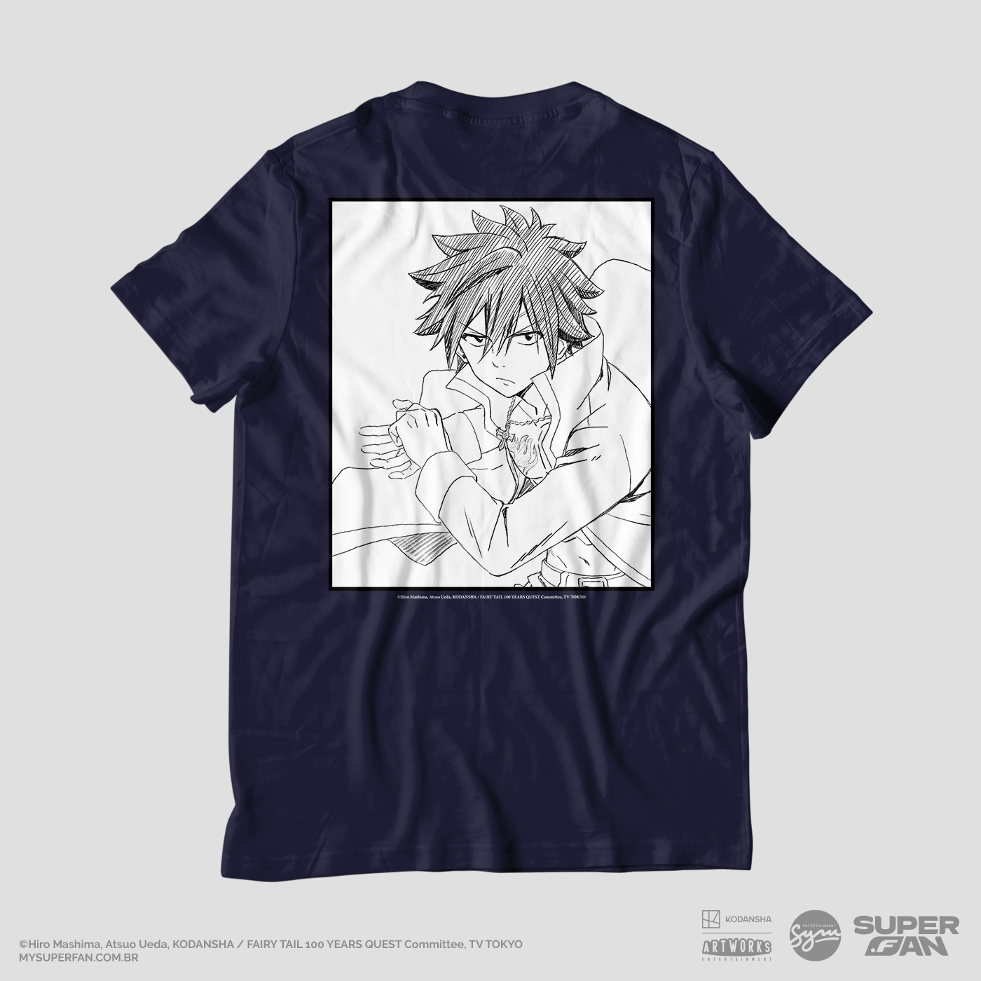Camiseta Azul Marinho FAIRY TAIL 100 YEARS QUEST Gray "Line Art"