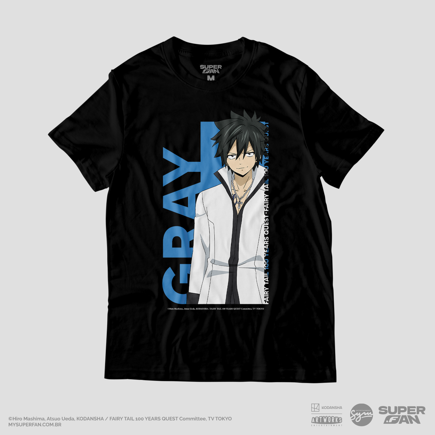 Camiseta Preta FAIRY TAIL 100 YEARS QUEST Gray Fullbuster