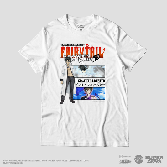 Camiseta Branca FAIRY TAIL 100 YEARS QUEST Gray "Momentos Marcantes"