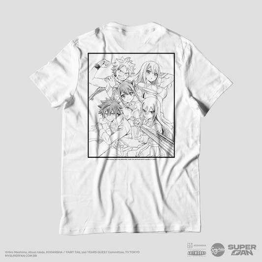 Camiseta Branca FAIRY TAIL 100 YEARS QUEST Time Natsu "Line Art"