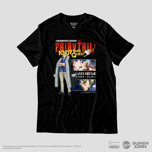 Camiseta Preta FAIRY TAIL 100 YEARS QUEST Laxus "Momentos Marcantes"