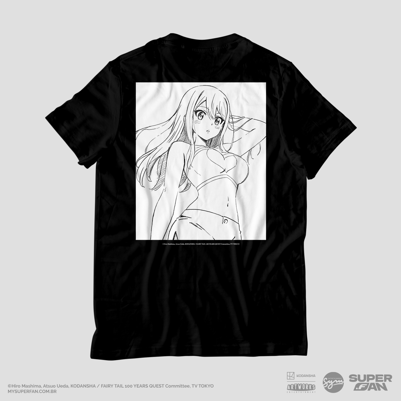 Camiseta Preta FAIRY TAIL 100 YEARS QUEST Lucy "Line Art"