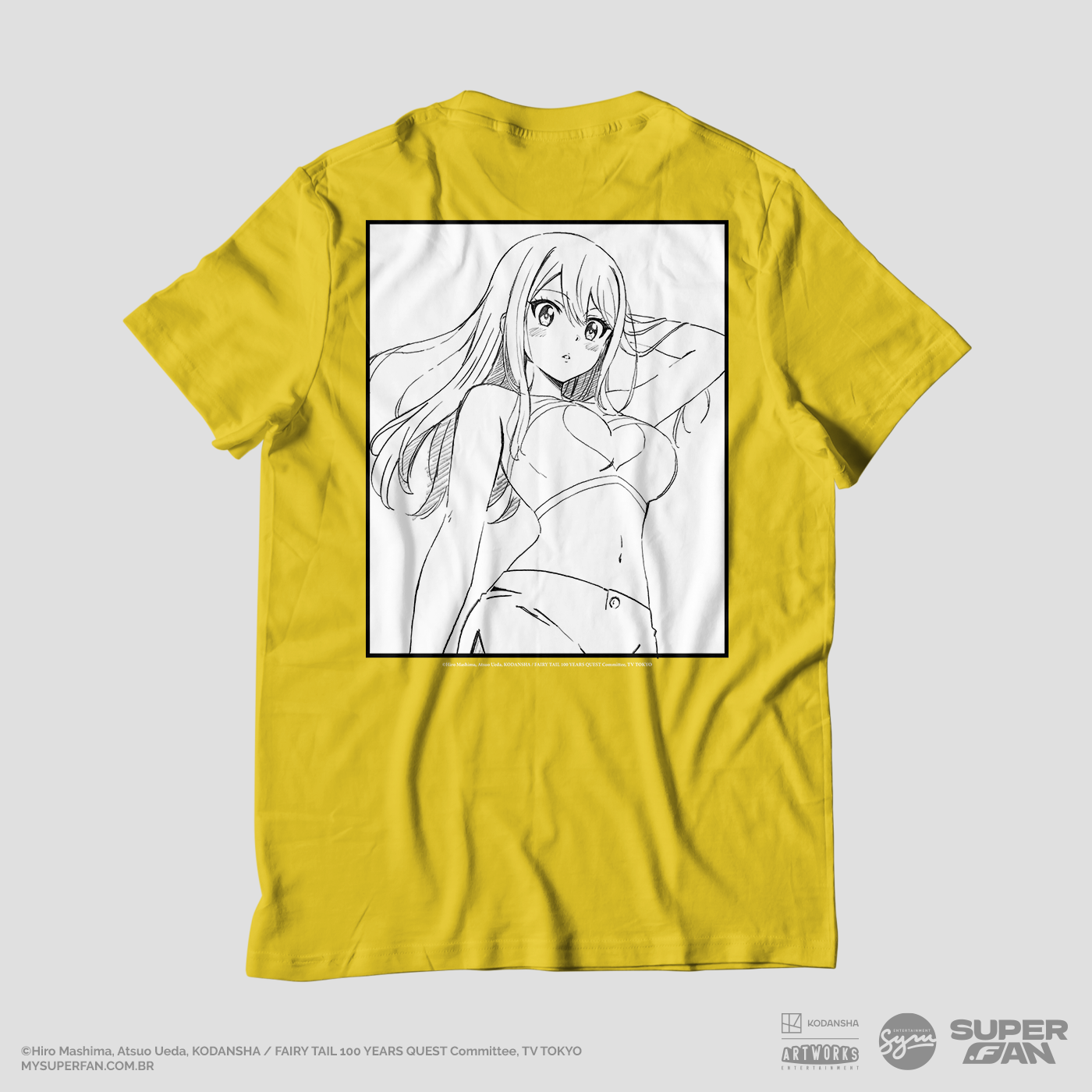 Camiseta Amarela FAIRY TAIL 100 YEARS QUEST Lucy "Line Art"