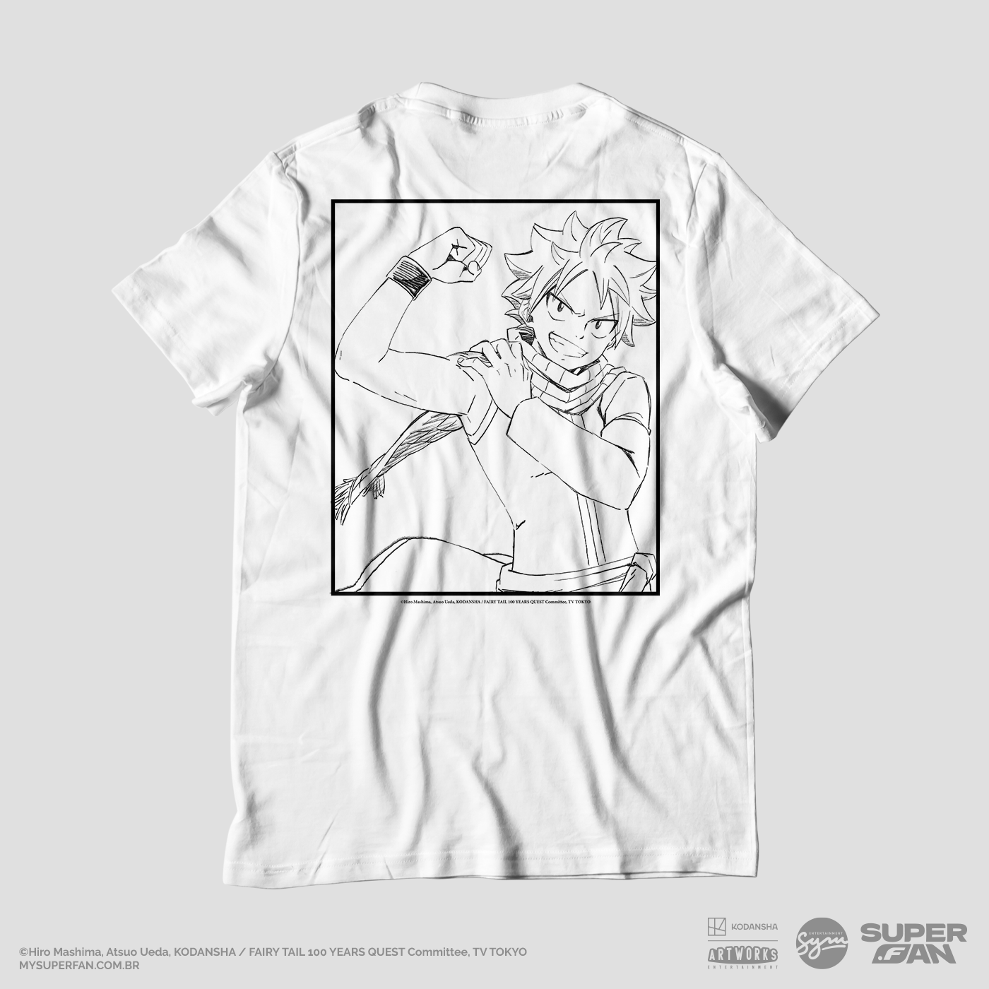 Camiseta Branca FAIRY TAIL 100 YEARS QUEST Natsu "Line Art"