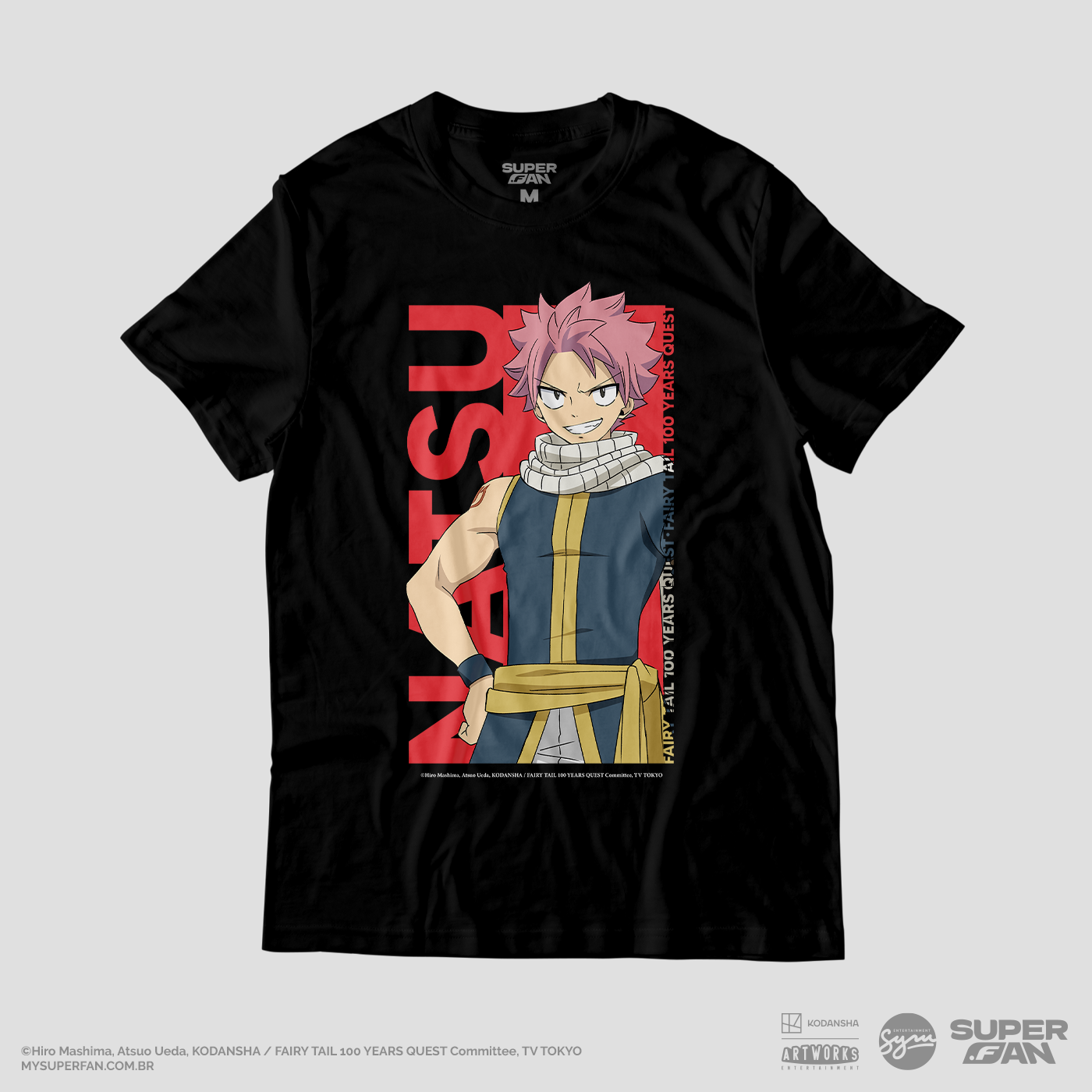 Camiseta Preta FAIRY TAIL 100 YEARS QUEST Natsu Dragneel
