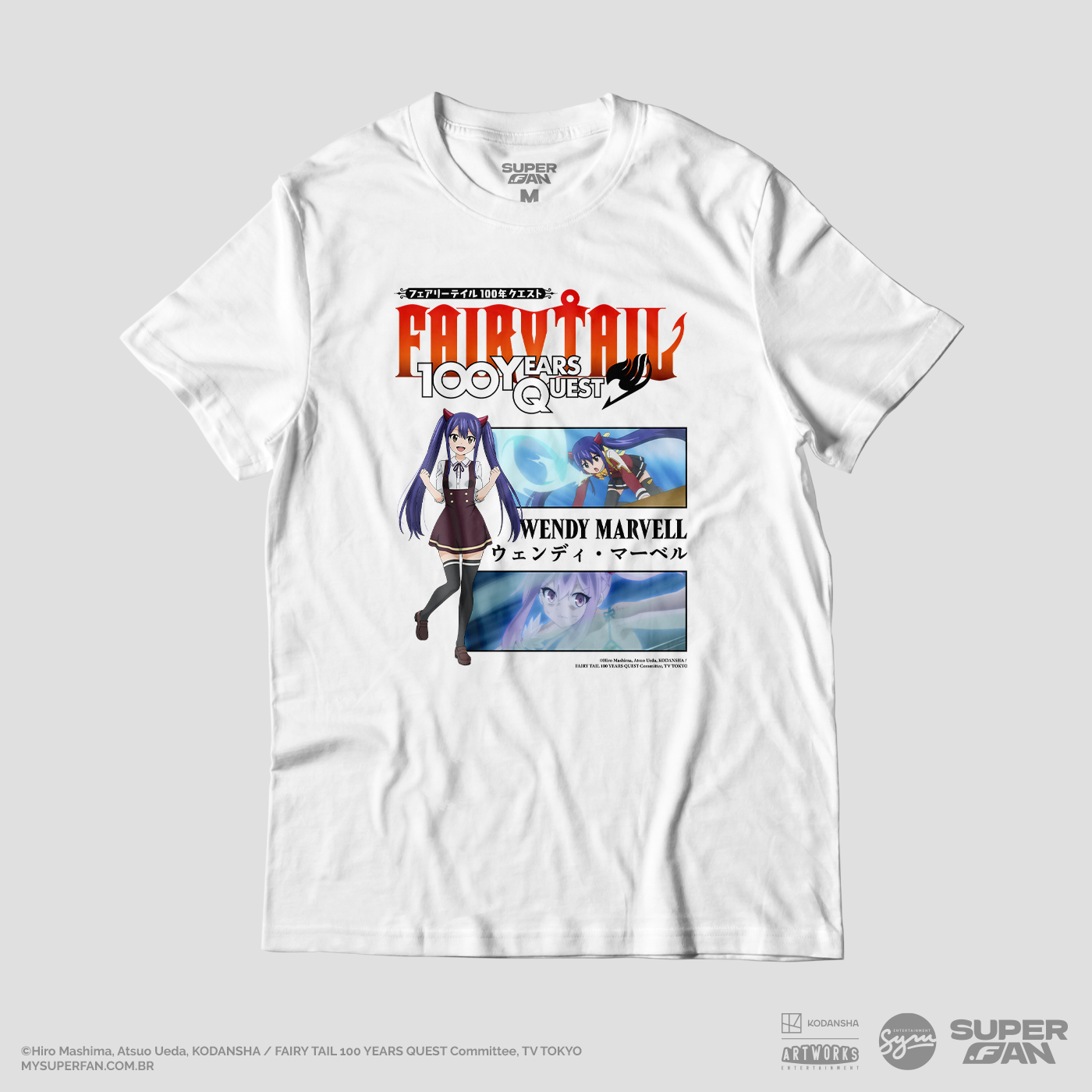 Camiseta Branca FAIRY TAIL 100 YEARS QUEST Wendy "Momentos Marcantes"