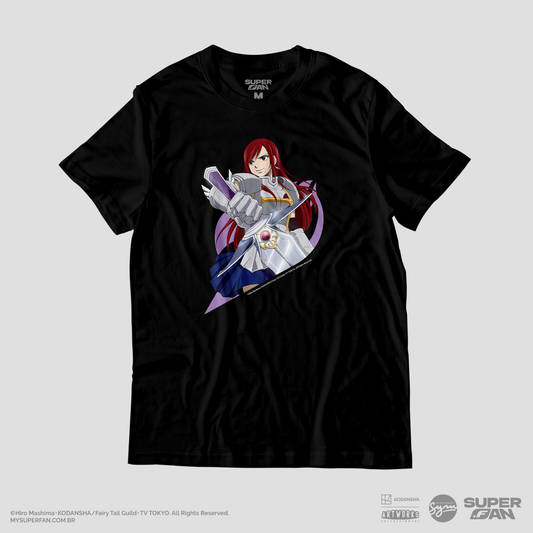 Camiseta Preta FAIRY TAIL Erza Scarlet "Clássica"