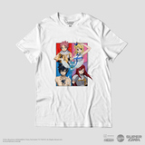 Camiseta Branca FAIRY TAIL Natsu, Happy, Lucy, Erza & Gray