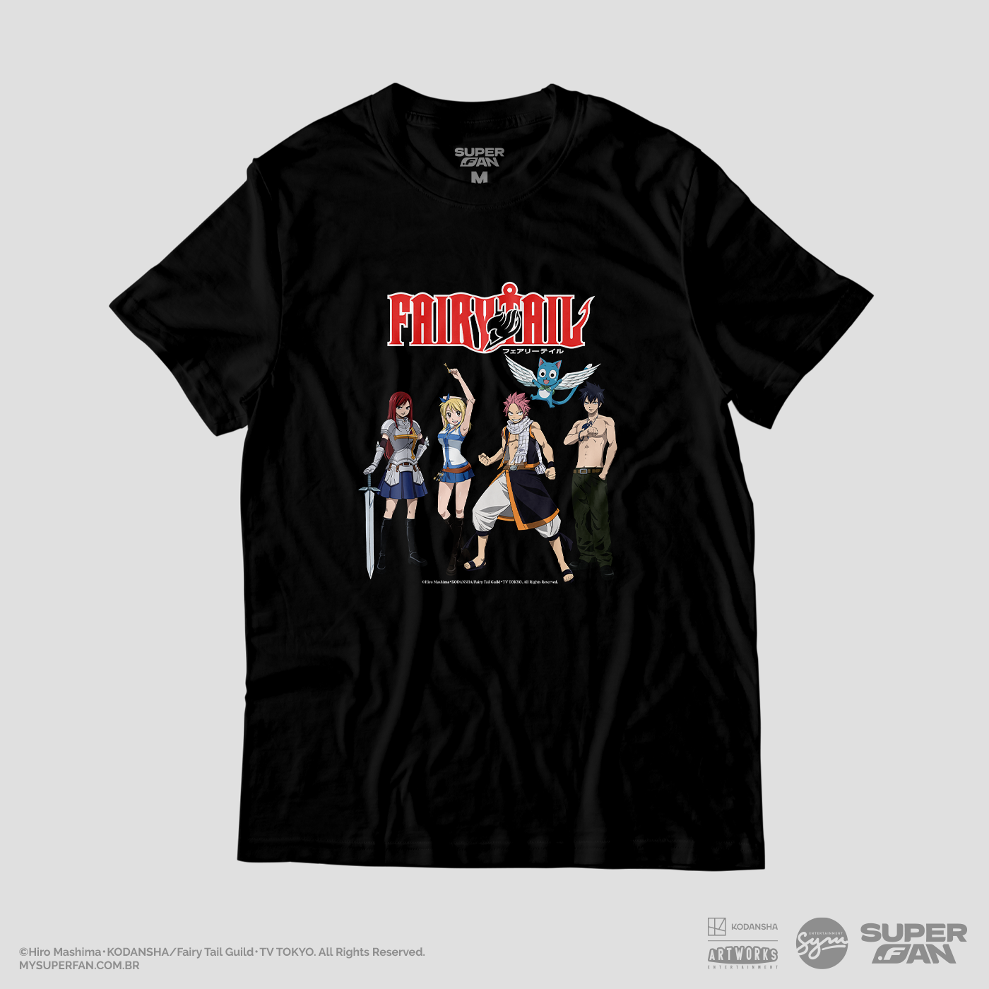 Camiseta Preta FAIRY TAIL Natsu & Seus Amigos