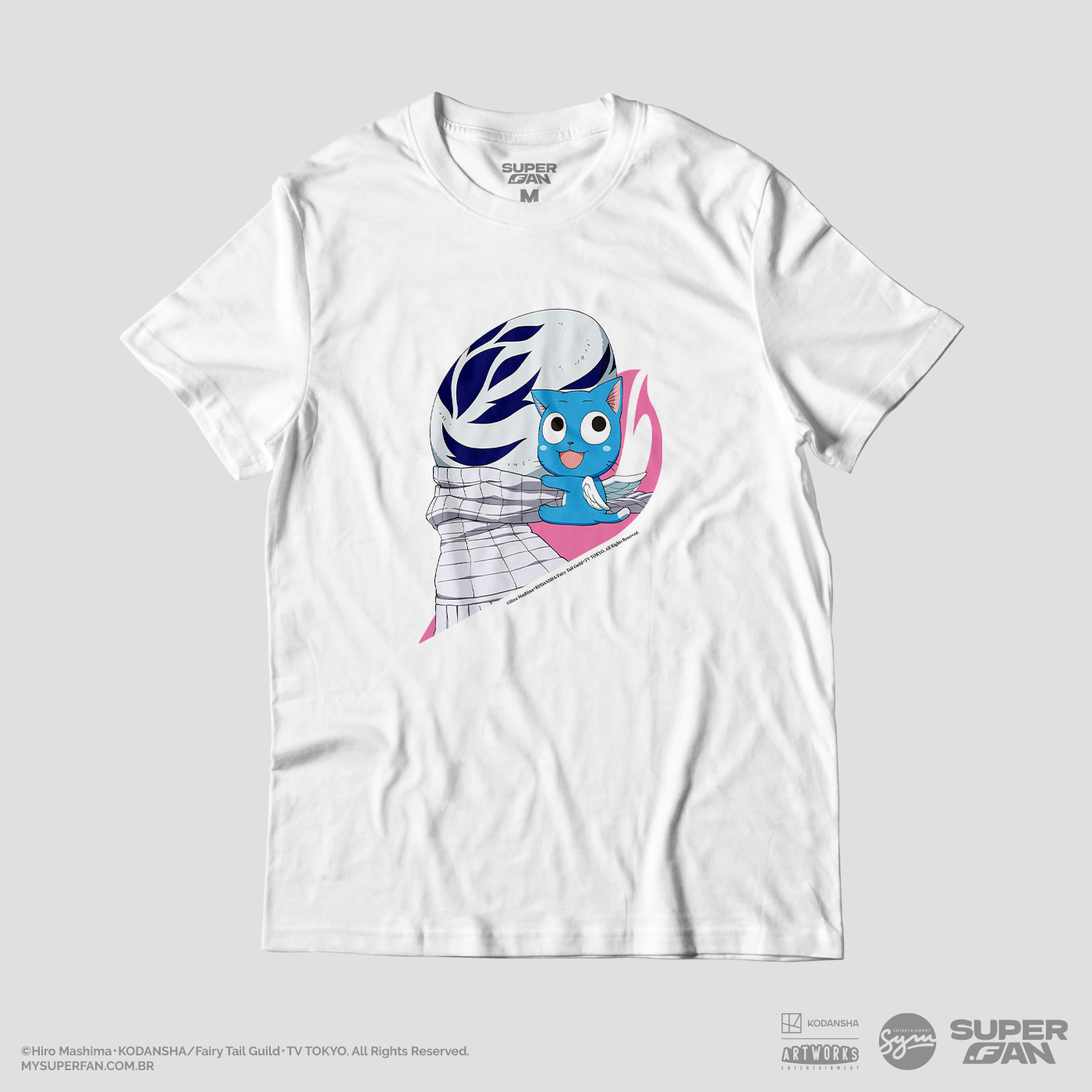 Camiseta Branca FAIRY TAIL Happy "Clássico"