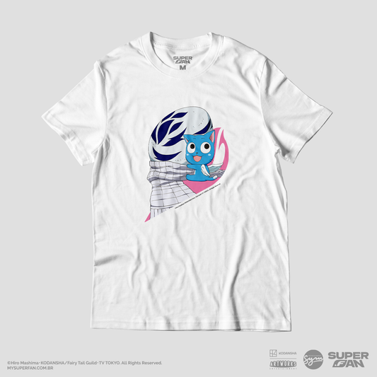 Camiseta Branca FAIRY TAIL Happy "Clássico"