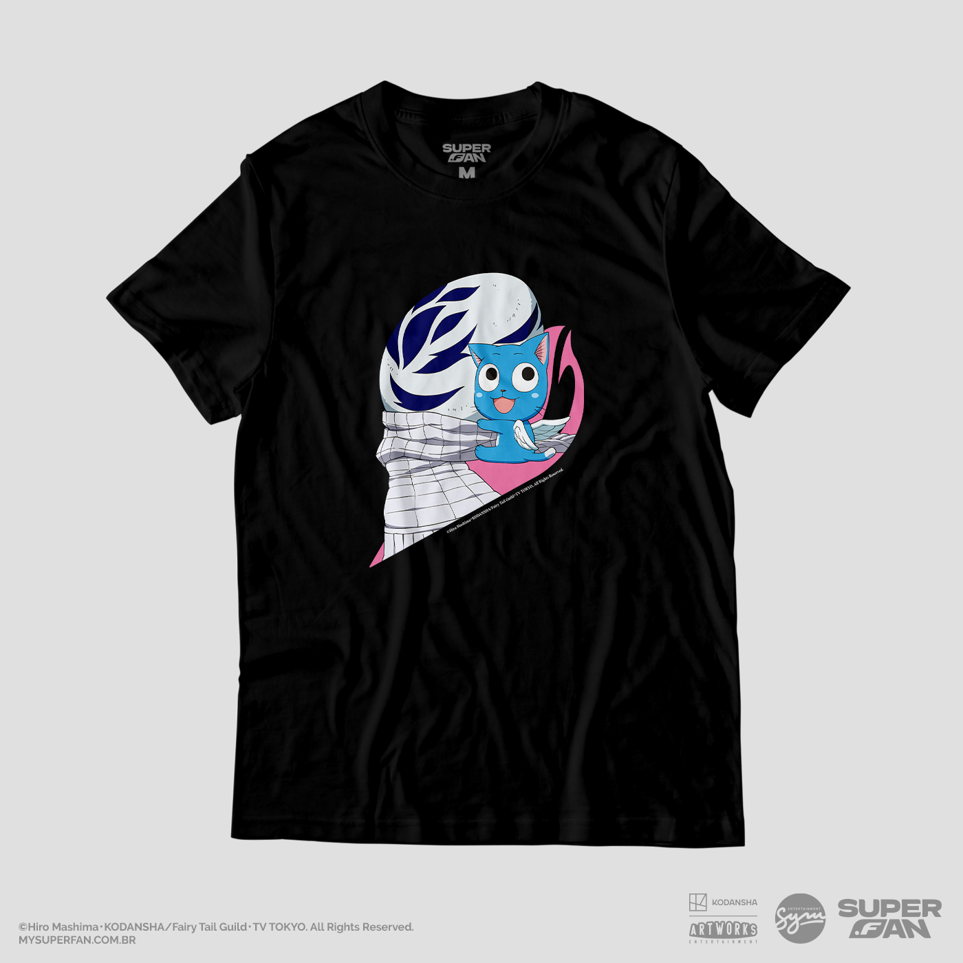 Camiseta Preta FAIRY TAIL Happy "Clássico"