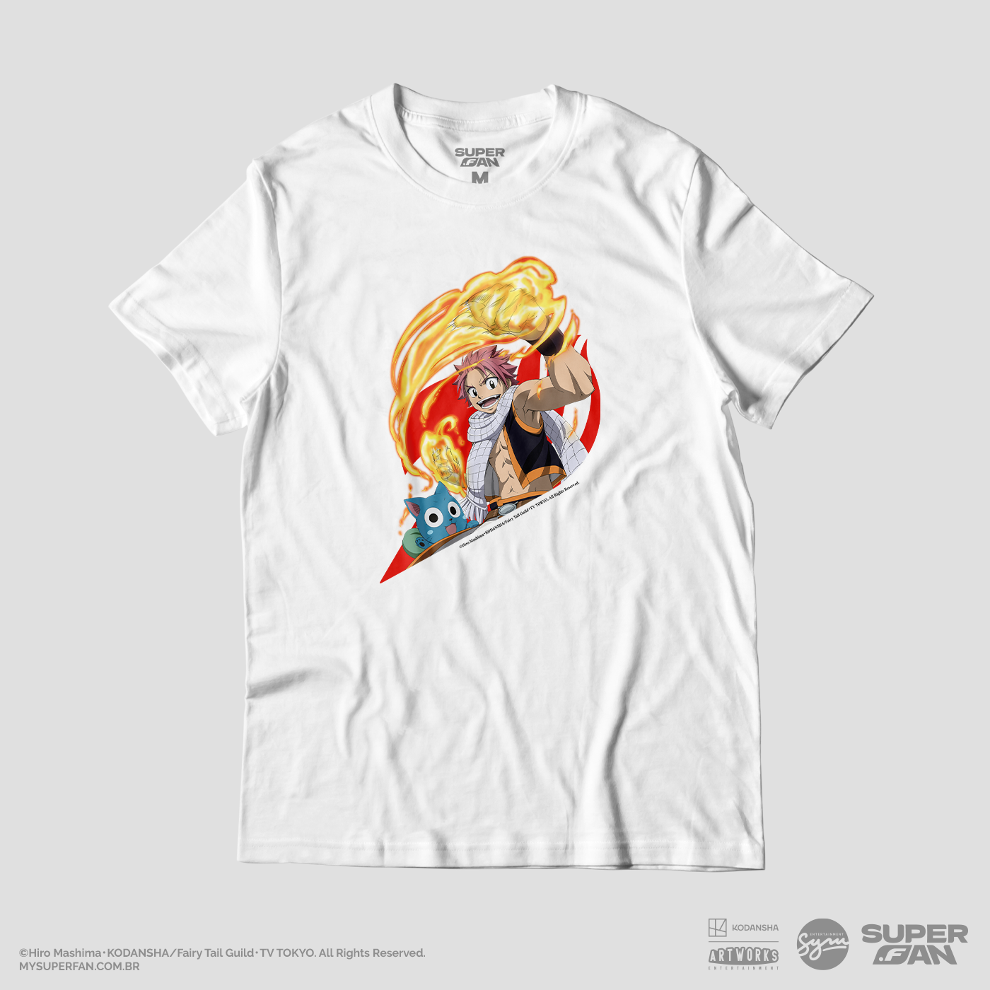 Camiseta Branca FAIRY TAIL Natsu & Happy "Clássicos"