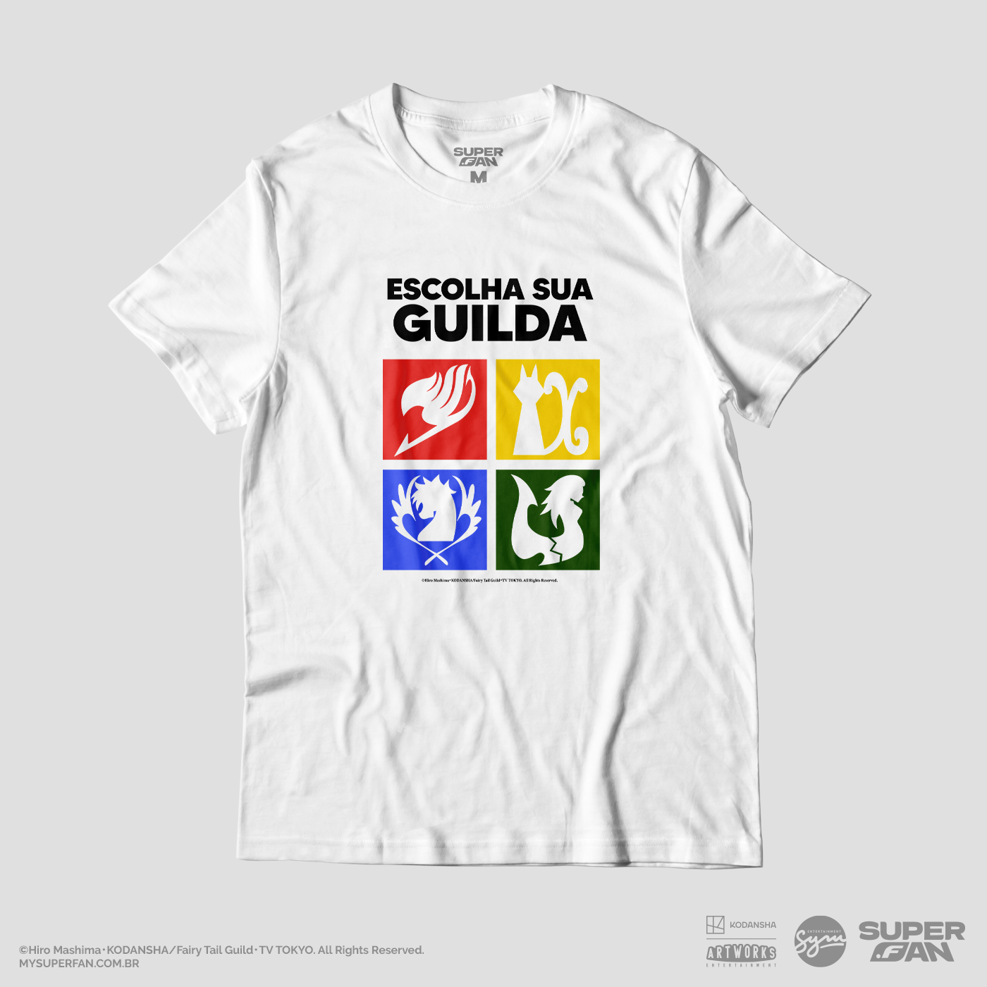 Camiseta Branca FAIRY TAIL Escolha sua Guilda